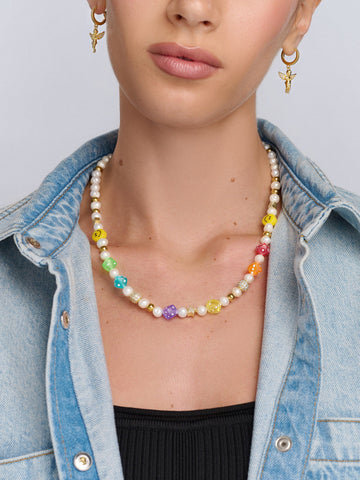 Nialaya Women's Necklace Women's Pair of Dice Pearl Choker Women's Pair of Dice Pearl Choker 20 Inches / 50.8 cm WNECK_274